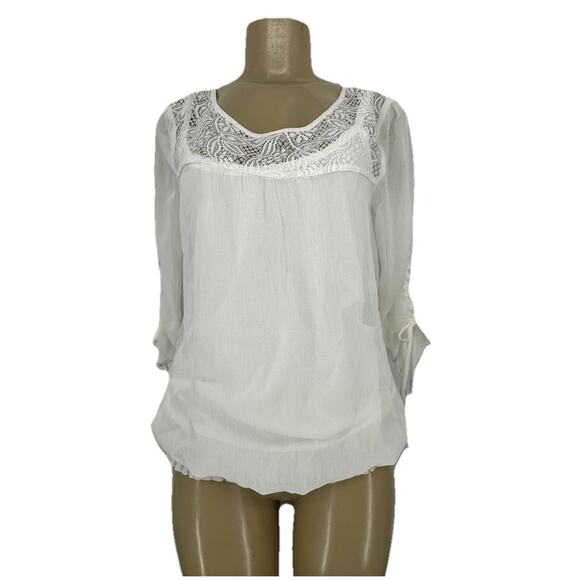 NEW ALYX Small Women Pullover 2in1 Blouse Top Gathered 3/4 Sleeve S021 - Picture 1 of 9